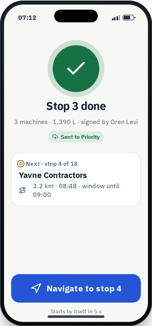 Delivery confirmation and the next stop